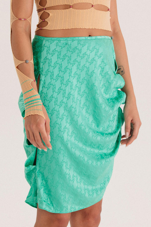 RUI Silk Jacquard Skirt RSS22WV09 Seafoam Emerald
